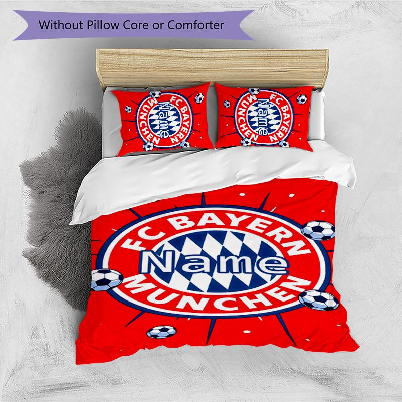 3pcs Custom Name Bayern Munich Bedding Set Duvet Cover Closure Includes 1 Duvet Cover & 2 Pillowcases for All Seasons Bedroom Decor