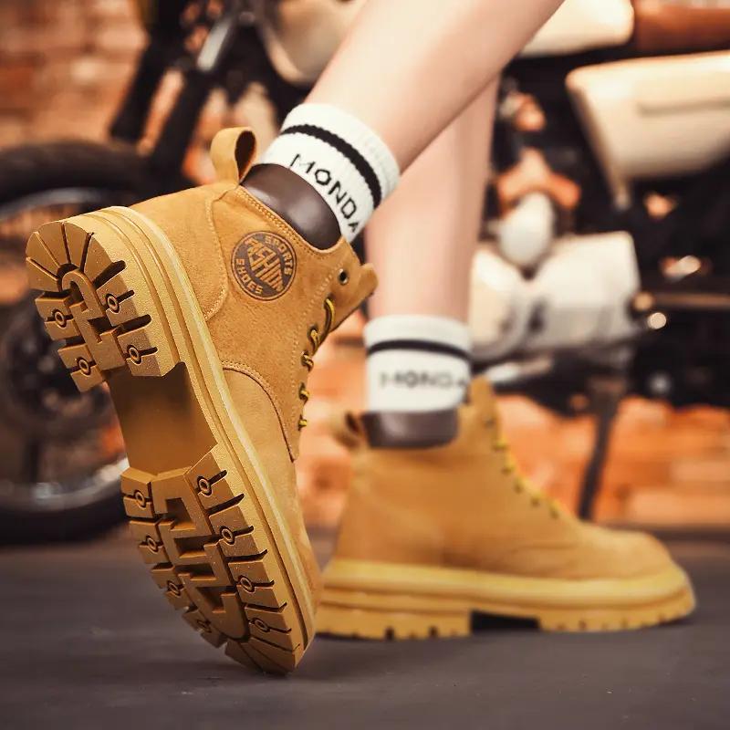 Pánské protiskluzové oblečení Klasická výbušná kůže Velké žluté boty Práce Outdoor Turistika Špičkový trend Pánské a dámské boty