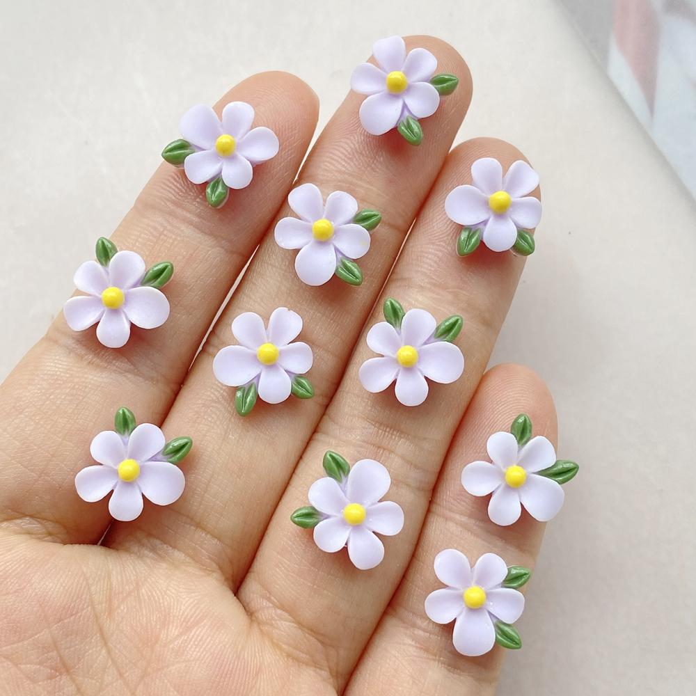 50Pcs Cute Cartoon Mini Colored Flower Nail Art Resin Designer Charms DIY Craft For Nail 3D Decorations Jewelry