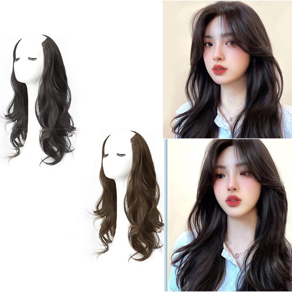 Women Long Curly Invisible Seamless V-shaped Wig Simulated Increase Volume Fluffy High-level One-piece Hair Extension