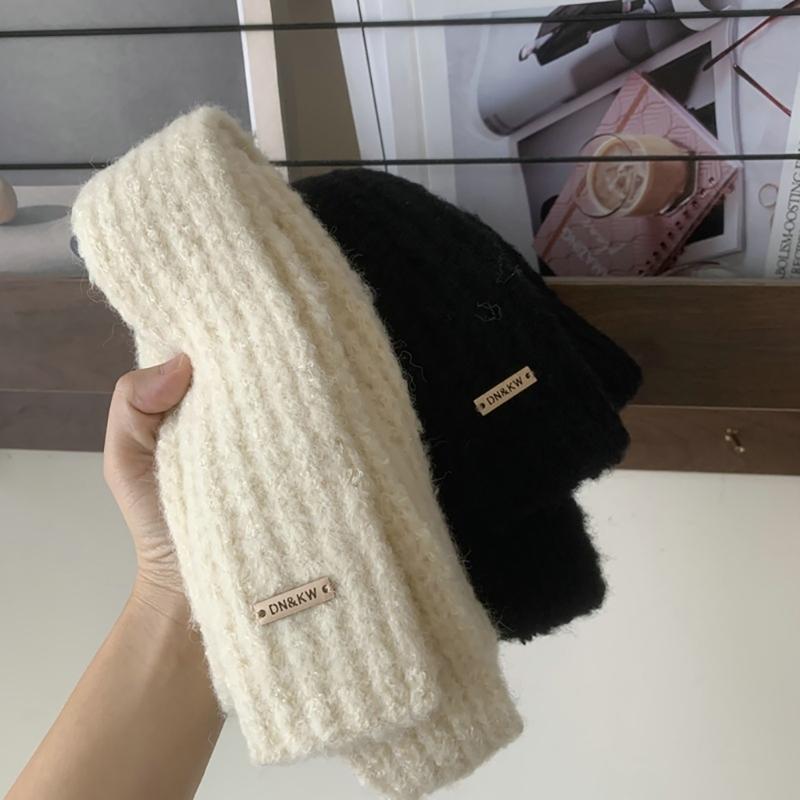 Ladies Harajuku Scarf Girls Narrow Type Knit Decorative Scarf with Cloth Decals
