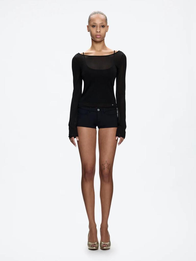 American Spicy Low-Waist Black Ultra-Shorts: Simple, Slimming, Tight-Fit Hot Pants