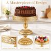 Eisen Gold Kuchenständer Eisen Gold Runder Dessert-Display-Sockel Tablett Spitze Rand Party Desserttisch Dekoration