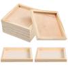 6Pcs Natural Wood Trays Hexahedral Puzzle Storage for Crafts Small Wood Serving Trays Puzzle Tray Square Serving Tray