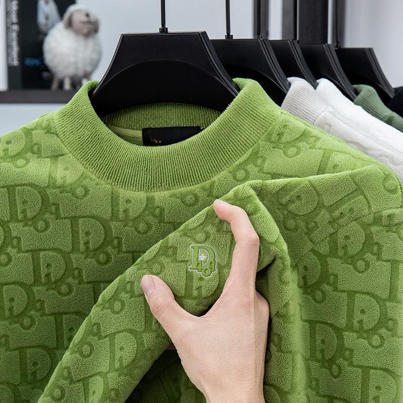 Men's Winter Thick Jacquard Double-Sided Coral Fleece Sweatshirt