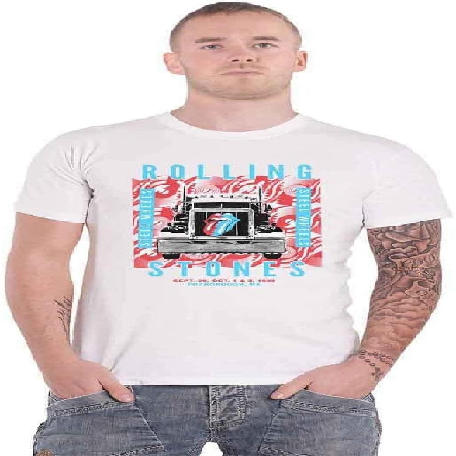 

The Rolling Stones T Shirt Steel Wheels Band Logo New Official Mens White XXXXXL білий