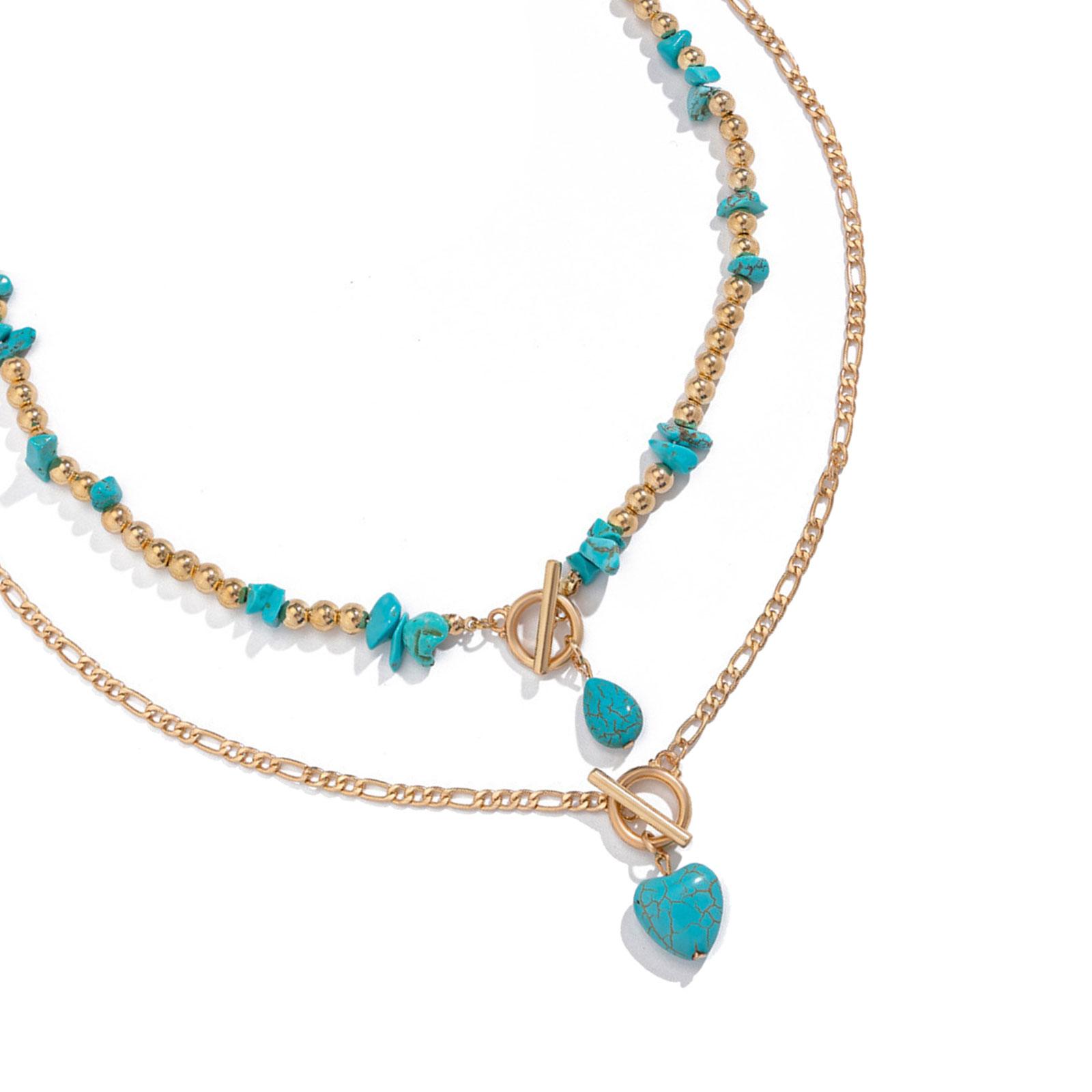 

Бирюзовый бусинный модный набор ожерелий Регулируемая длина Цепочка для шеи Трендовая цепочка для ключиц Воротник Аксессуары для женщин A