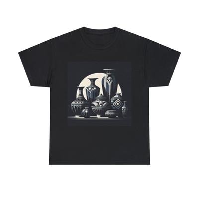 Unisex Erwachsenen T-Shirt Elegante Art Deco Schwarze Keramikvasen Kollektion Klassisches Tee