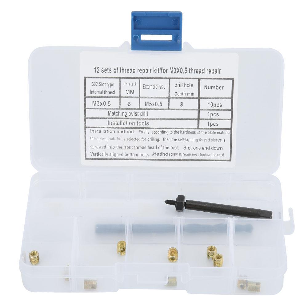 

12PCS M3 x 0.5 Thread Repair Kit Self Tapping Thread Inserts Tool Set