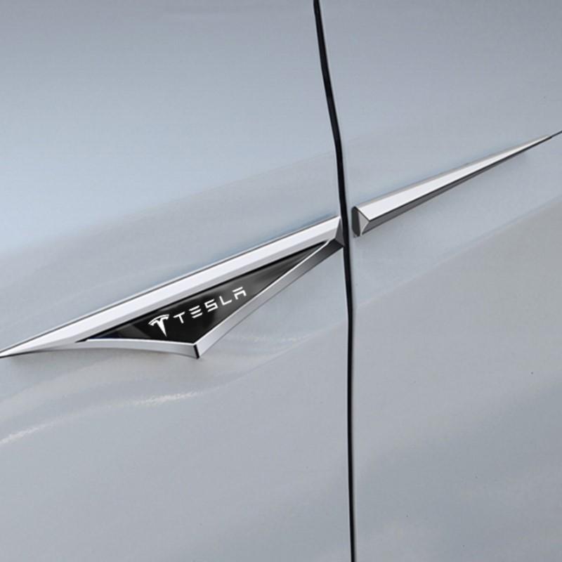 2ks 3D kovový odznak emblém nálepka křídlo na blatník auta pro Tesla Model 3 Y S X Cybertruck Juguete Roadster Coil SpaceX
