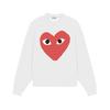 Relaxed Fit Cotton Sweatshirt With Heart Print Long Sleeve Crew Neck Fleece Lined Unisex Winter Casual Top