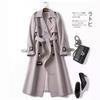 2026 Womens Mid-Length Trench Coat Double-Breasted Classic British Style Over-Knee Outerwear Petite Plus Size