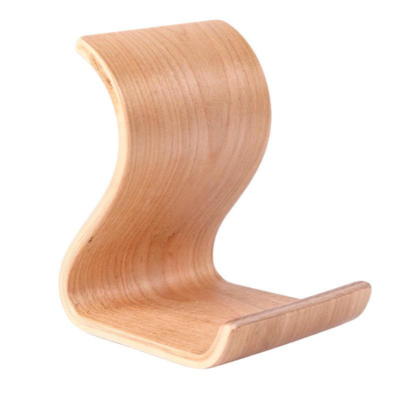 Creative Wooden Phone & Tablet Stand - Beech & Walnut Wood Holder, Simple Solid Wood Base