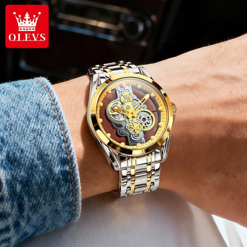 Watch with Full Hollowed-out Mechanism, Fake Mechanical Watch, Water-resistant Men's Watch, Men's Watch