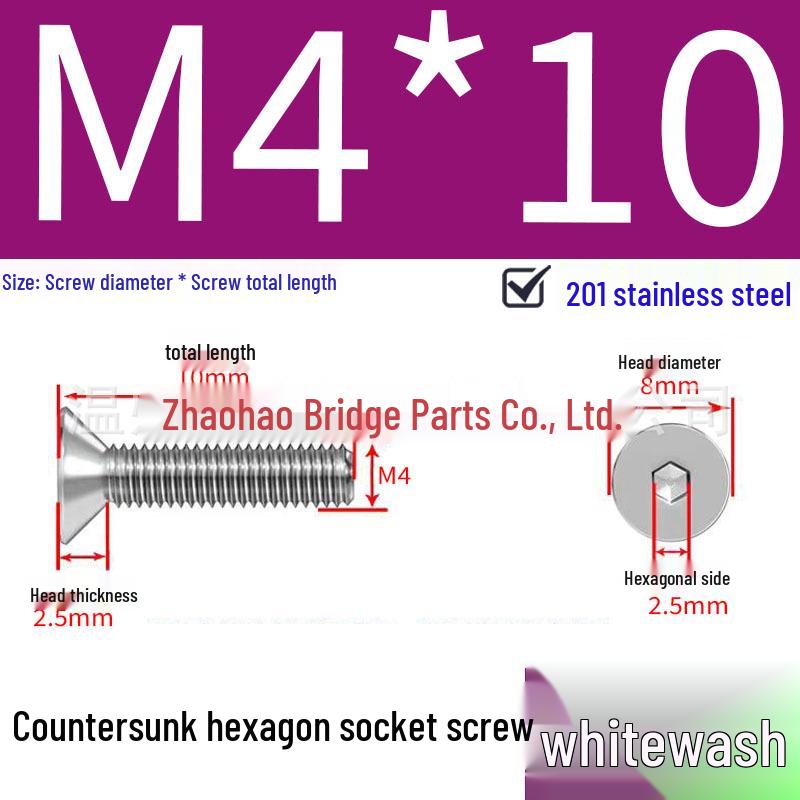 201 Stainless Steel Hex Socket Countersunk Flat Head Screws