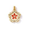 2 PCs Waterproof 304 Stainless Steel & Rhinestone Flora Charms 18K Gold Plated Enamel Flower Pendants For DIY Necklace Making