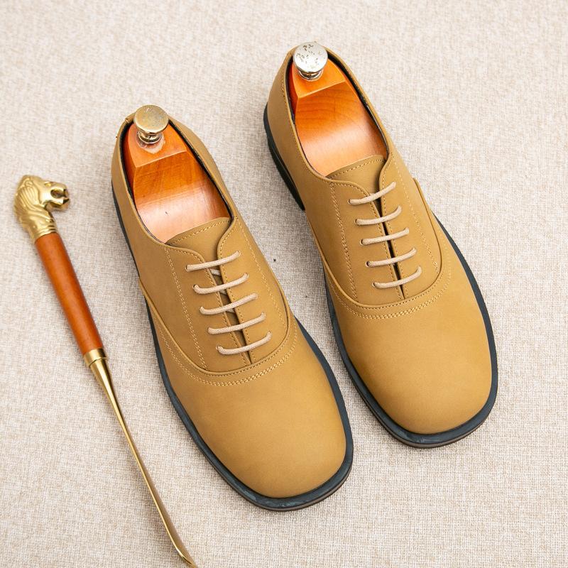 

Мужские деловые туфли с квадратным носком 46 модный большой размер новые мужские повседневные кожаные туфли Дерби туфли в британском стиле 46