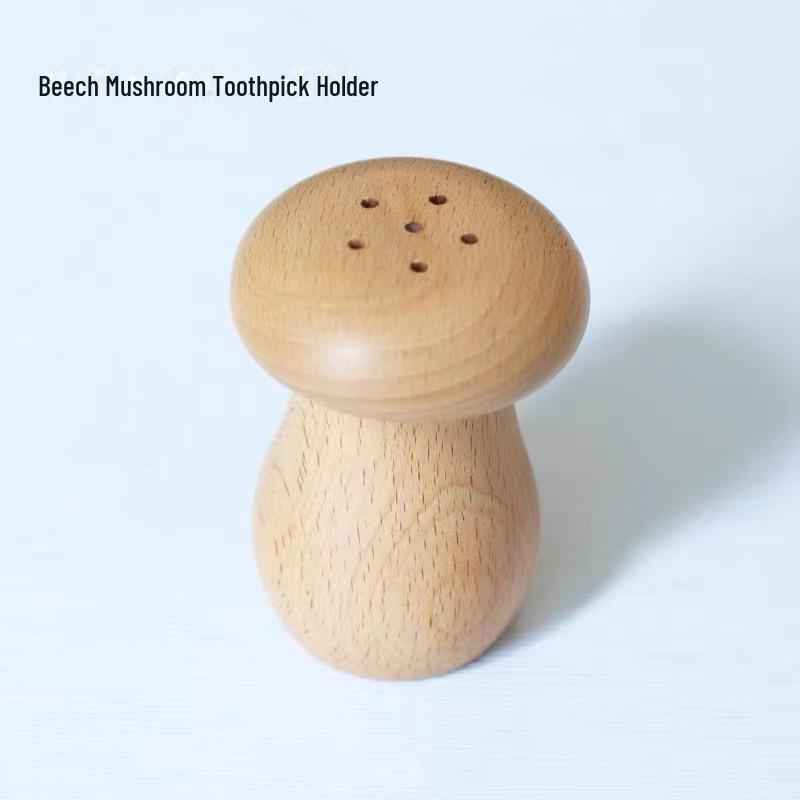 Bee Toothpick Holder: Creative Solid Wood Decorative Desktop Ornament with Cute Mushroom Design