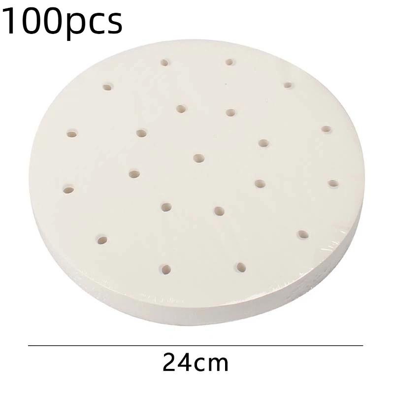 100pcs Steamer Pad Paper Air Fryer Baking Paper Non Stick Silicone Oil Steamer Paper One-Time Use Non-Stick Oil Paper