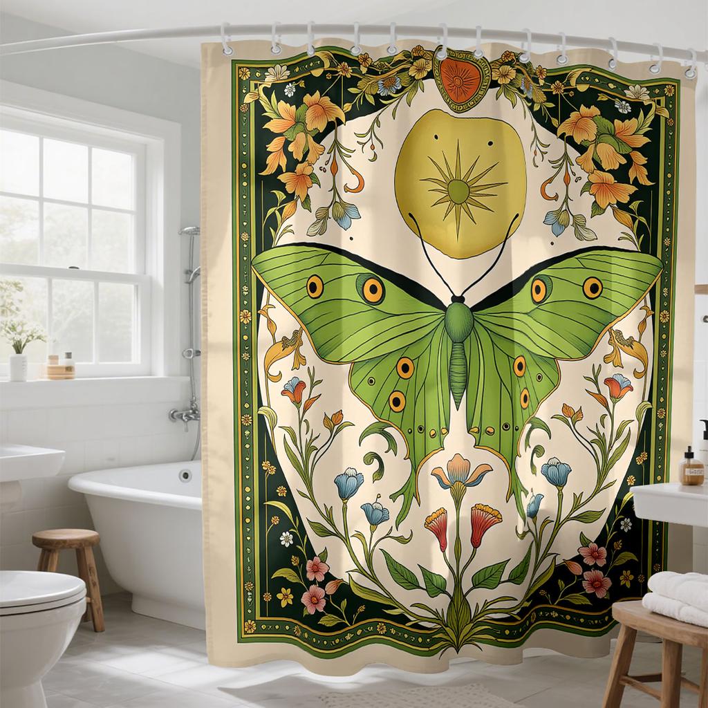 1Pc Butterfly Flower Printed Waterproof Shower Curtain Multi Size Partition Privacy Hanging Curtain Fashion Bathroom Decoration