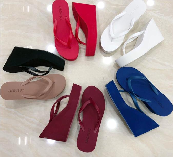 High Heels Hausschuhe Sommerschuhe für Damen Bequem Schlicht Einfarbig Damen Sandalen Plateau Hausschuhe