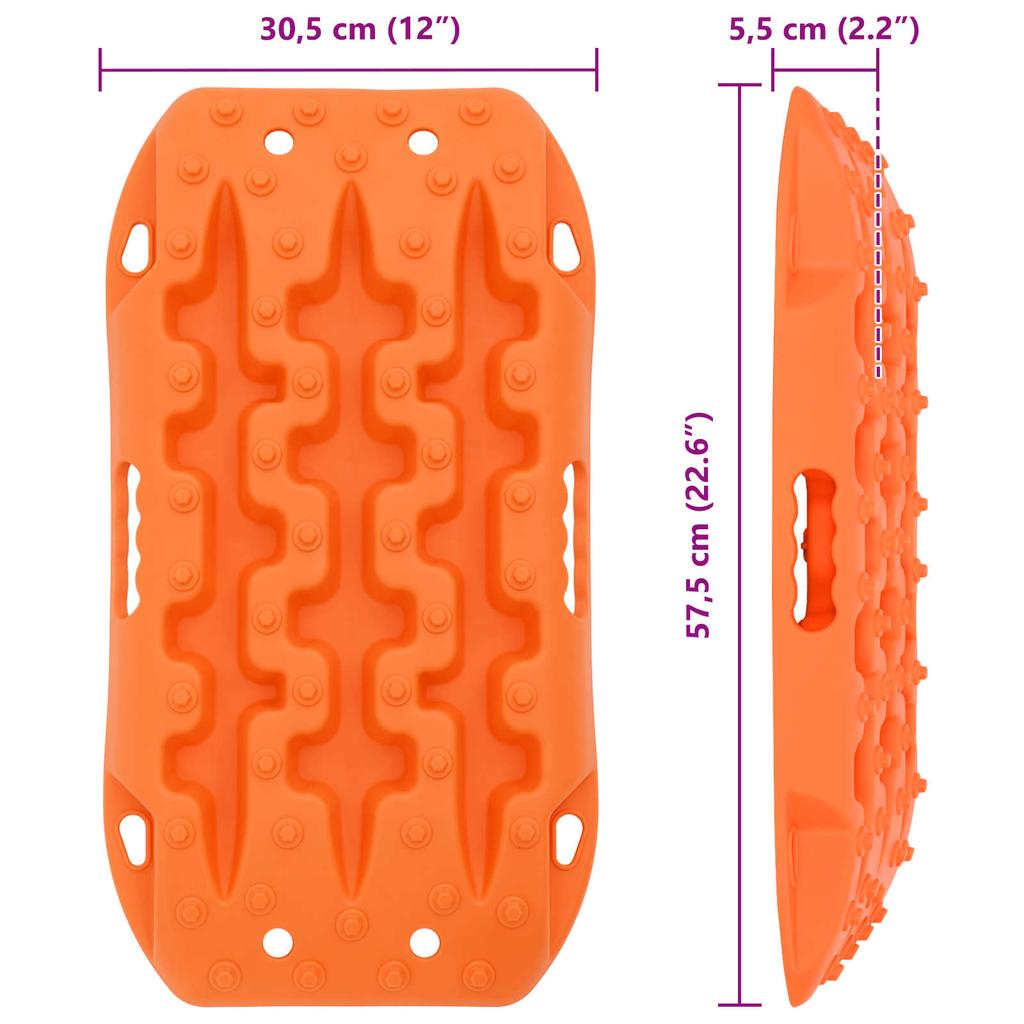 Traction Plate 2 Pcs Orange 57.5x30.5x5.5 Cm Reinforced Nylon
