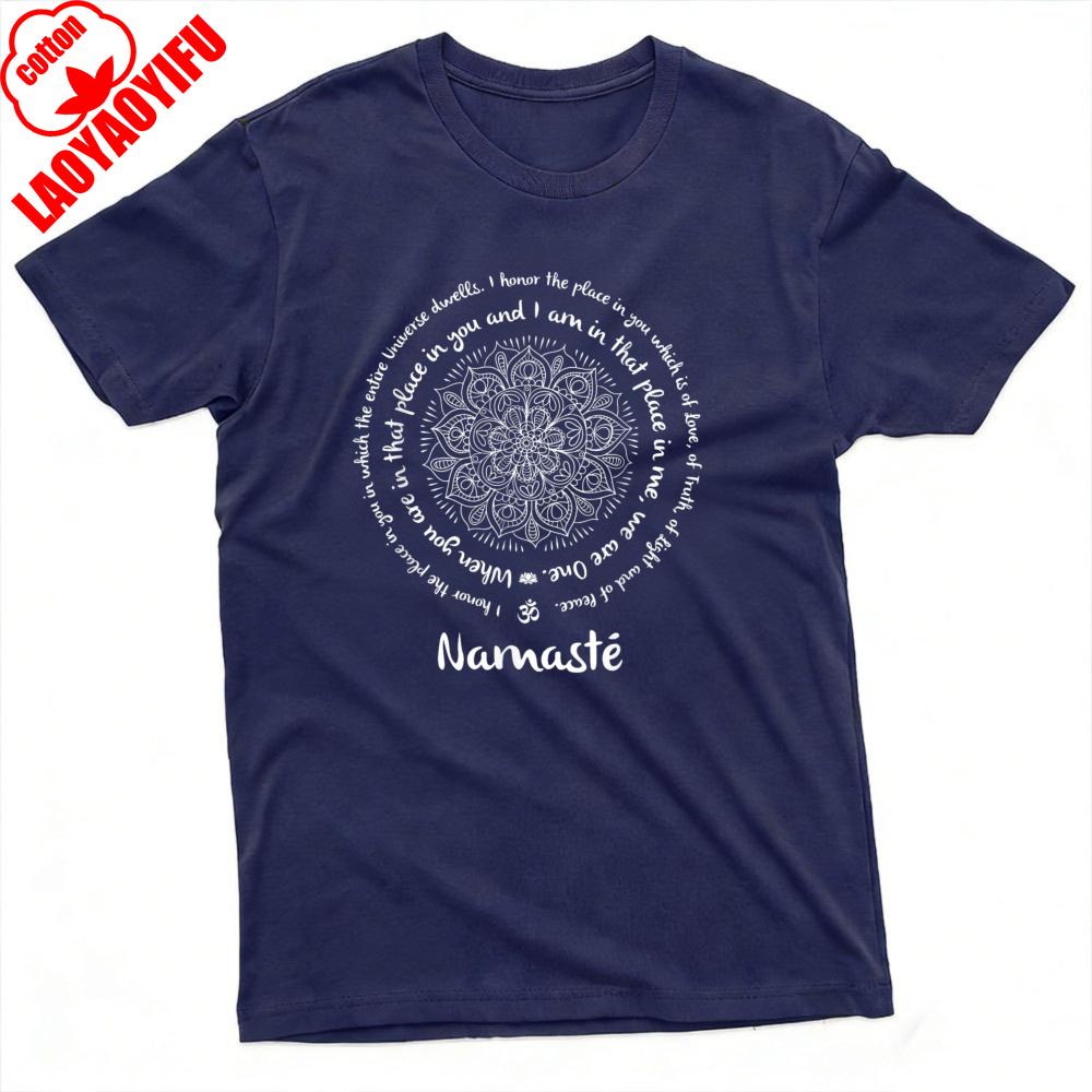 Namaste Mandala Design Summer Men TShirt Spiritual Yoga Style Unisex Casual Comfortable T Shirt High Quality Cotton Tees