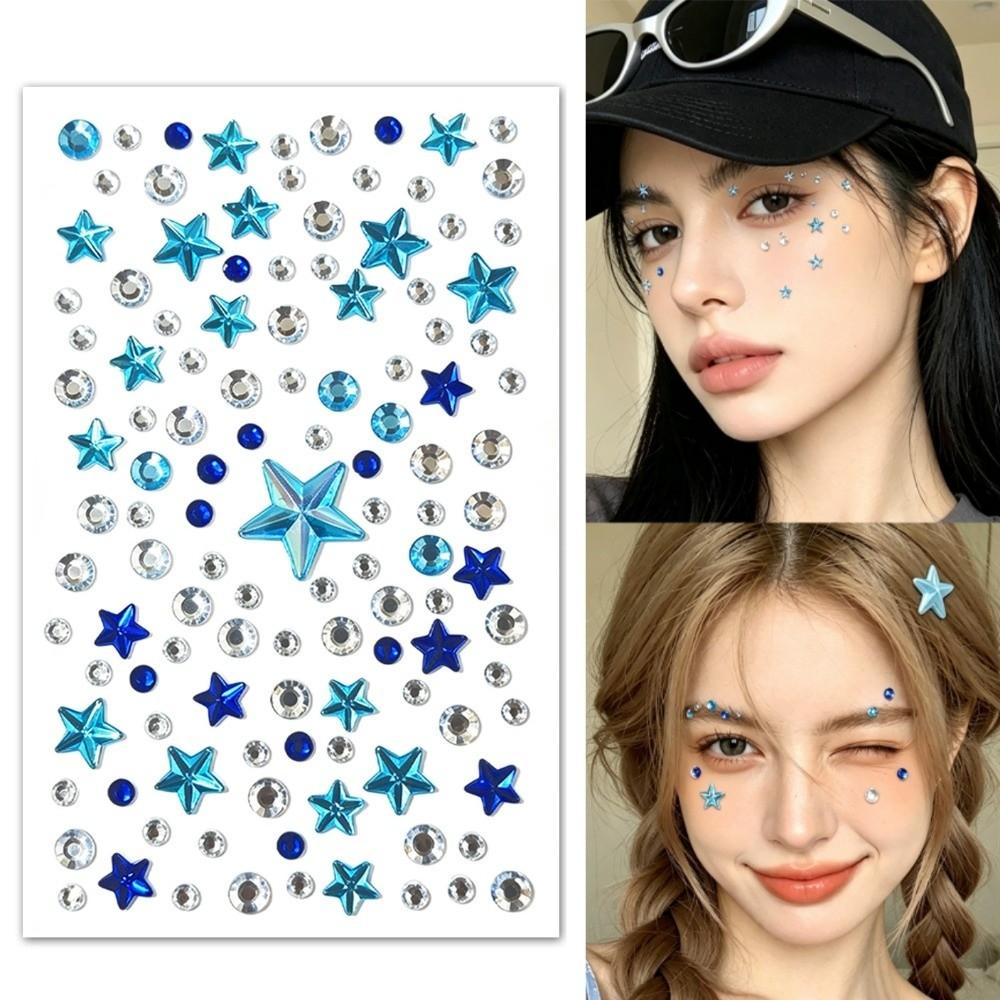 with Adhesive Backing Face Eye Jewels Sticker 3D Resin Crystal Gem Sticker  Festival