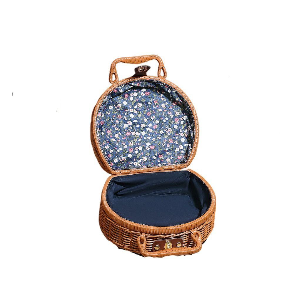 Handmade Travel Suitcase Vintage Picnic Basket Cosmetic Sundries Organizer Gift Box  Makeup
