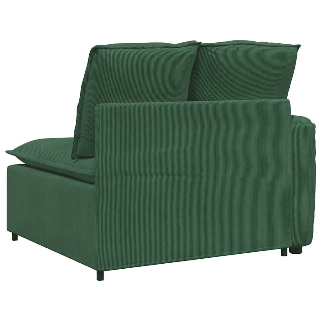 Modular Sofa End Module with Armrest and Cushions Dark Green 100 Cm