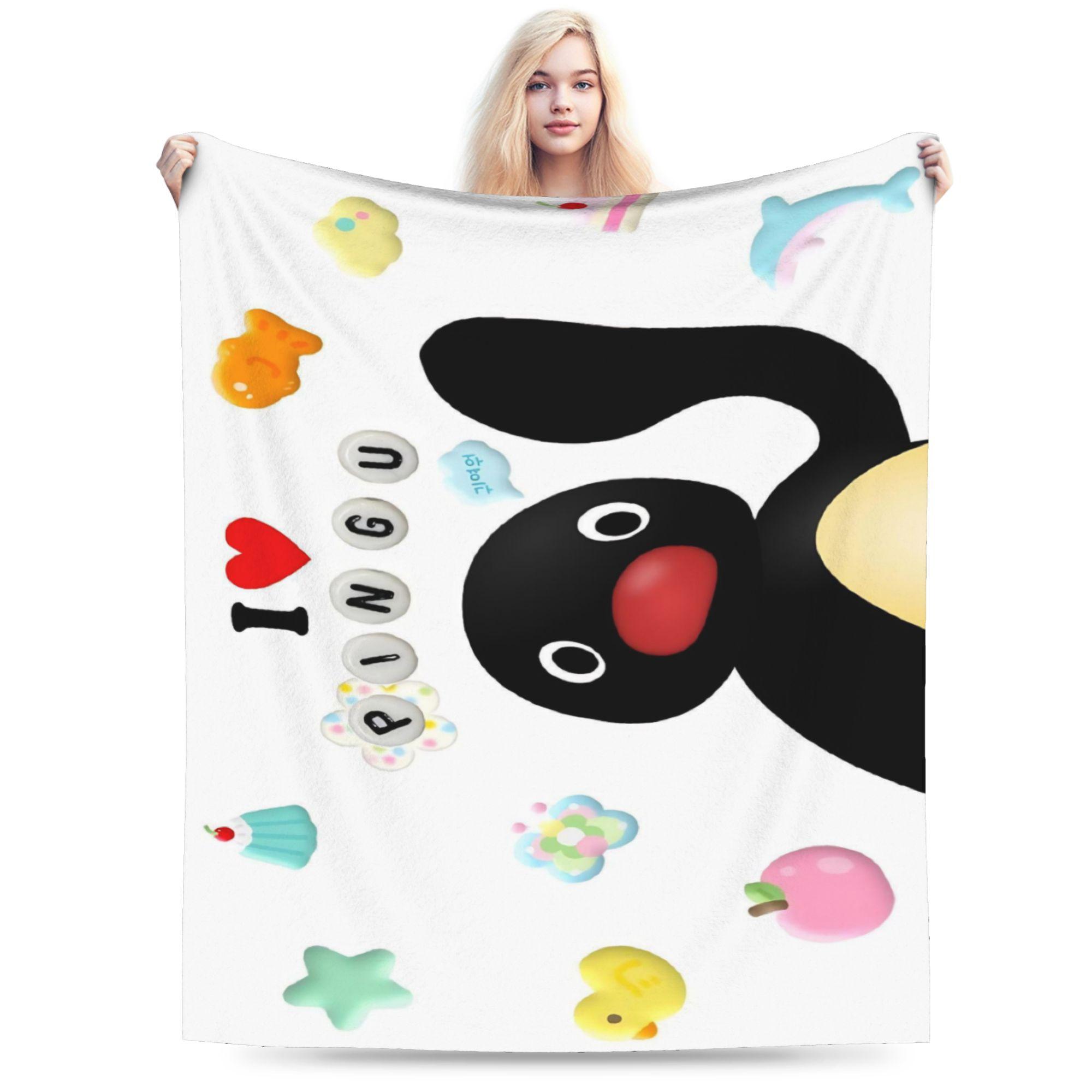 

Noot Pingu Fleece Throw Blankets Penguin Cartoon Blankets for Bedding Couch Ultra-Soft Bedding Throws 30x40in