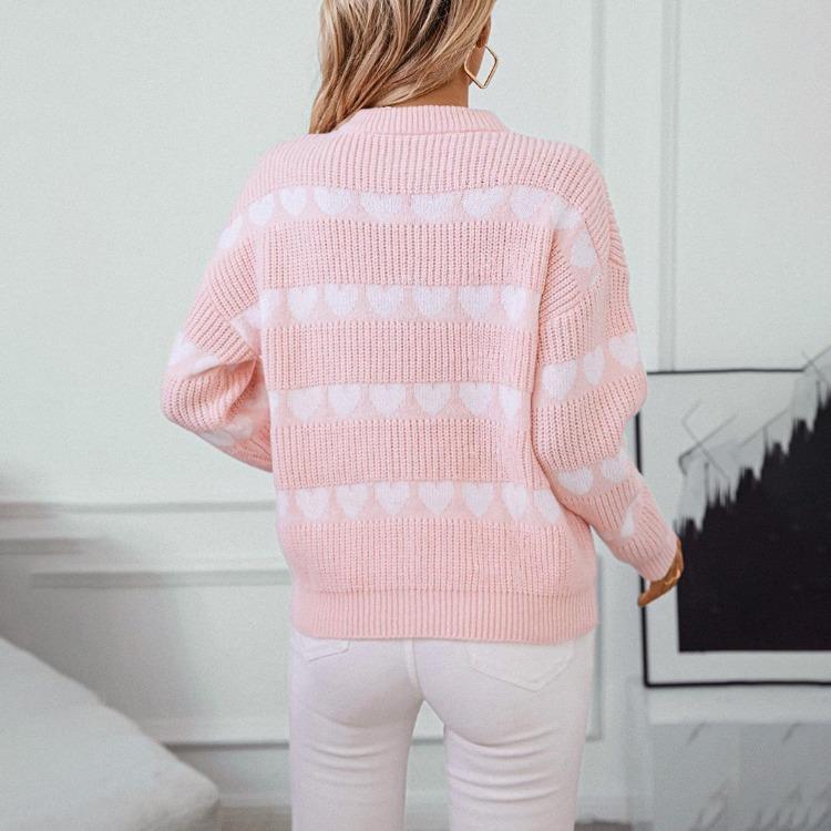 Vintage Print Loose Knitwear Sweater Long Sleeve Pullover Top O Neck Autumn Winter