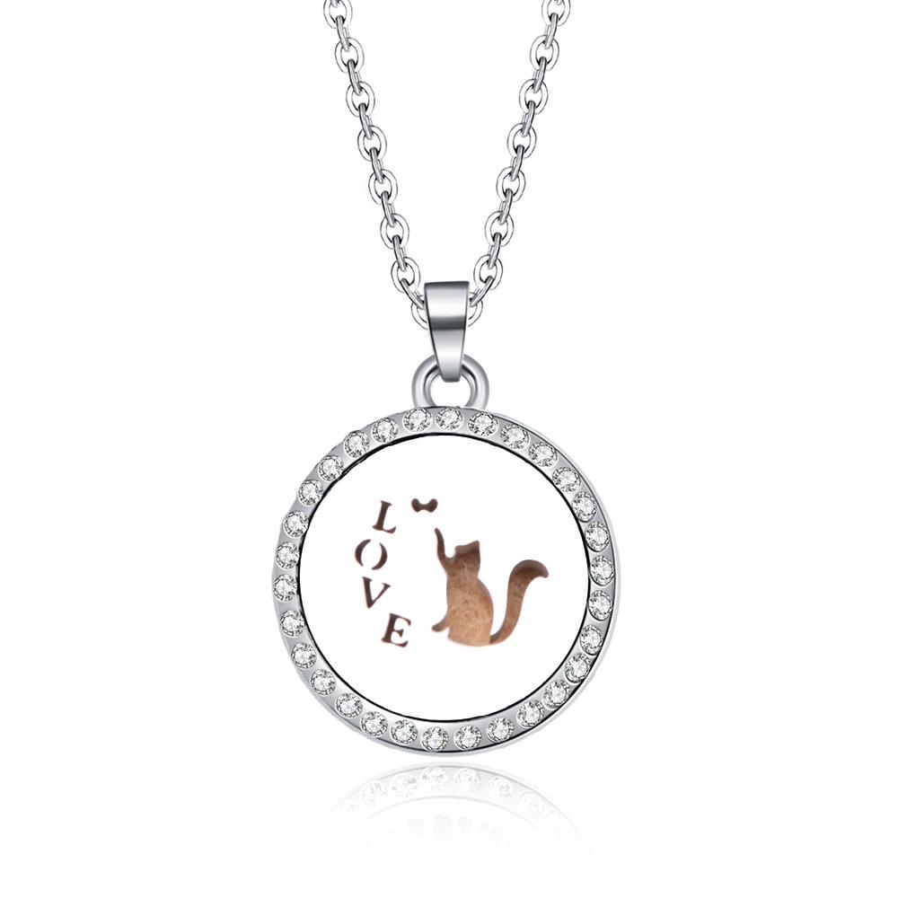In-Stock Aromatherapy Hollow Diamond Pendant Necklace
