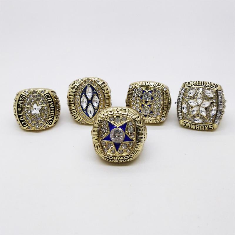 Dallas Denim Crown Jewelry Ring Set 5 Pieces European and American Men's Fashion Rings