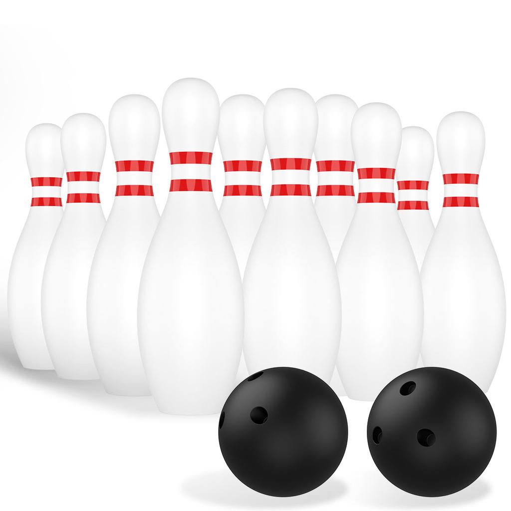 Kids Bowling Set with 10 Classical White Pins & 2 Balls Toddlers Indoor Outdoor Bowling Birthday Christmas Gifts for Boys Girls