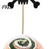 Halloween Baking Supplies 8 Pcs Glitter Cupcake Picks, Spooky Black Skull Durable Cake Topper Toppers, Gothic Birthday Party Decoration for