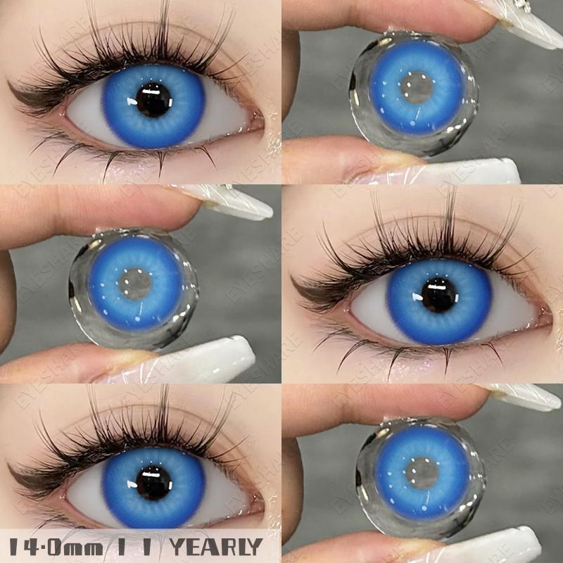 Eyeshare Colored Contact Lenses Halloween Red Contacts Crazy Cosplay Cosmetic Blue Contact Lens for Anime Accessories Yearly Use Lenses