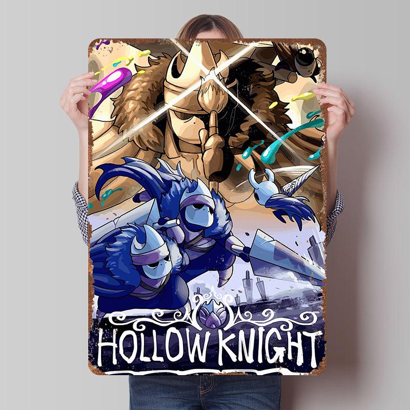 Hollow Knight Game Poster Customized Wall Art Vintage Metal Signs Retro Tin Plaque for Man Cave Living Room Decorations Decor