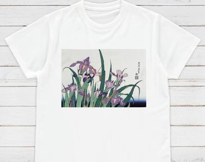 Ukiyo-e Iris Garden T-Shirt: Hokusai Woodblock Art