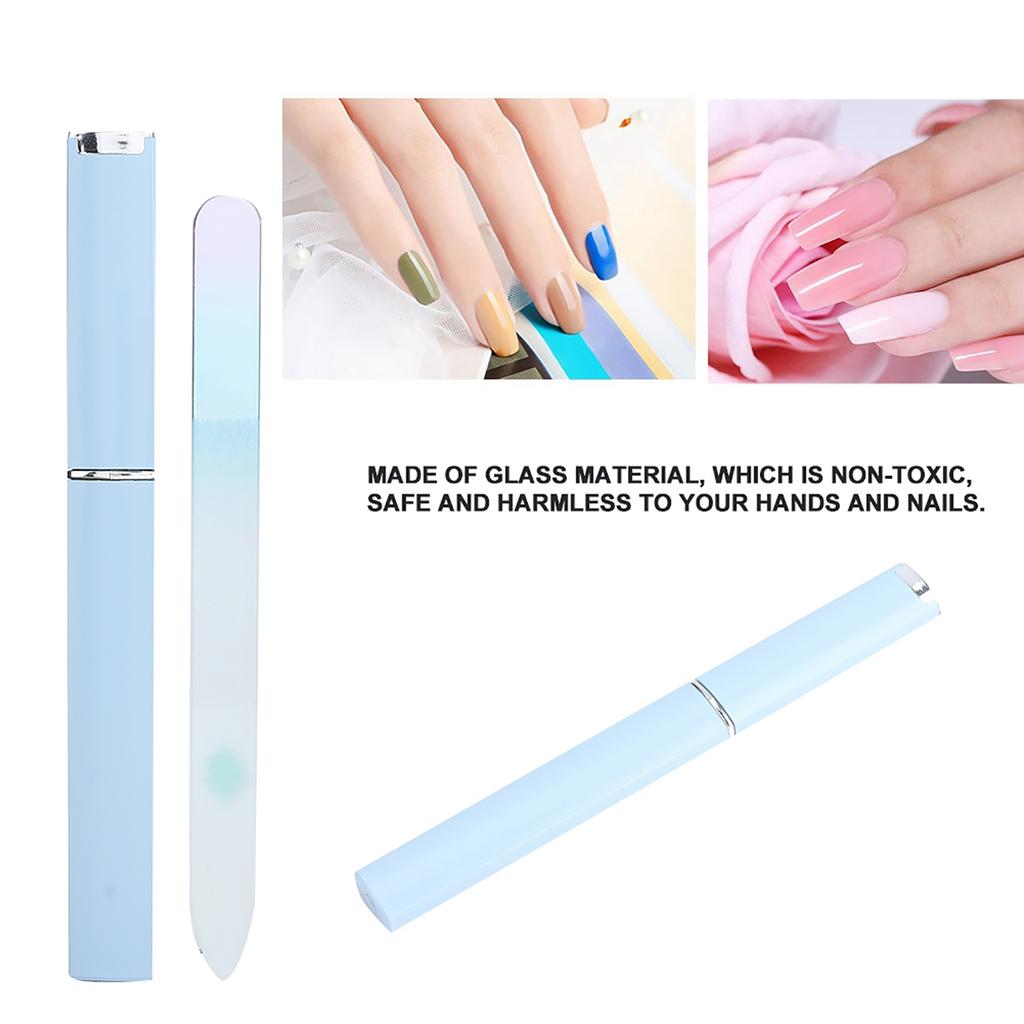 Glass Nail File Manicure Pedicure Tool Nail Sanding Glass Files Polishing (Blue)
