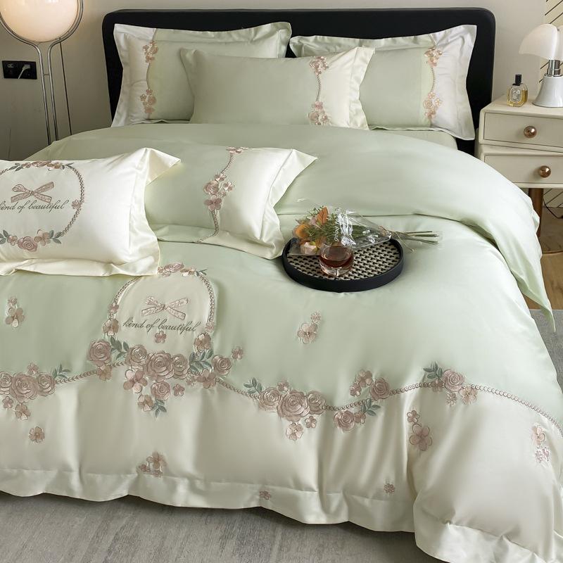 

Класс А Материнский и Младенческий Класс Высококачественный 180 Хлопок Длинноволокнистый 4шт Набор Хлопок Чистый Хлопок Вышитый Цветок Пододеяльник Матрас Спальный 2.0m bed sheet 4pc quilt 2*2.4m