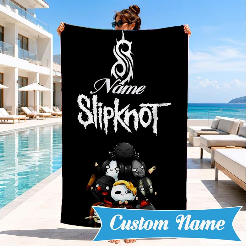 Custom Name Beach Towel Slipk-not Artistic Masks Microfiber Beach Towel, Lightweight for Summer Travel, Swimming Pool Fan Birthday Gift