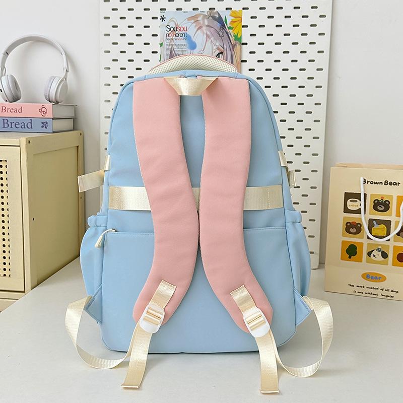 School bag high value ins fresh and cute, junior high school students contrast colors, casual, lightweight and large capacity