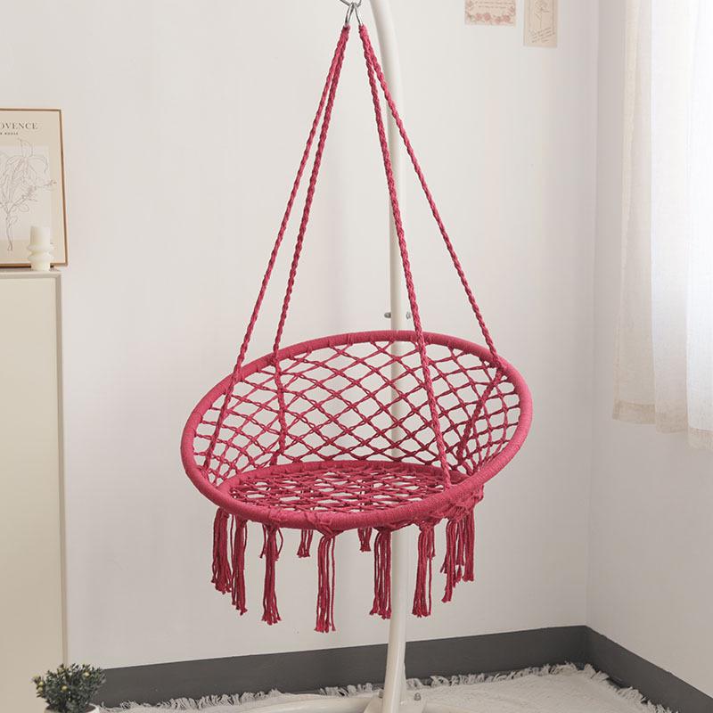 Nordic Style Cotton Rope Hanging Chair with Tassels - Indoor/Outdoor Swing Lounge