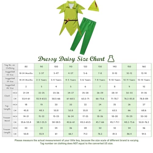 Dressy Daisy Peter Pan Costume with Hat for Boys, Halloween Costume, Party Dress, Size 5-6