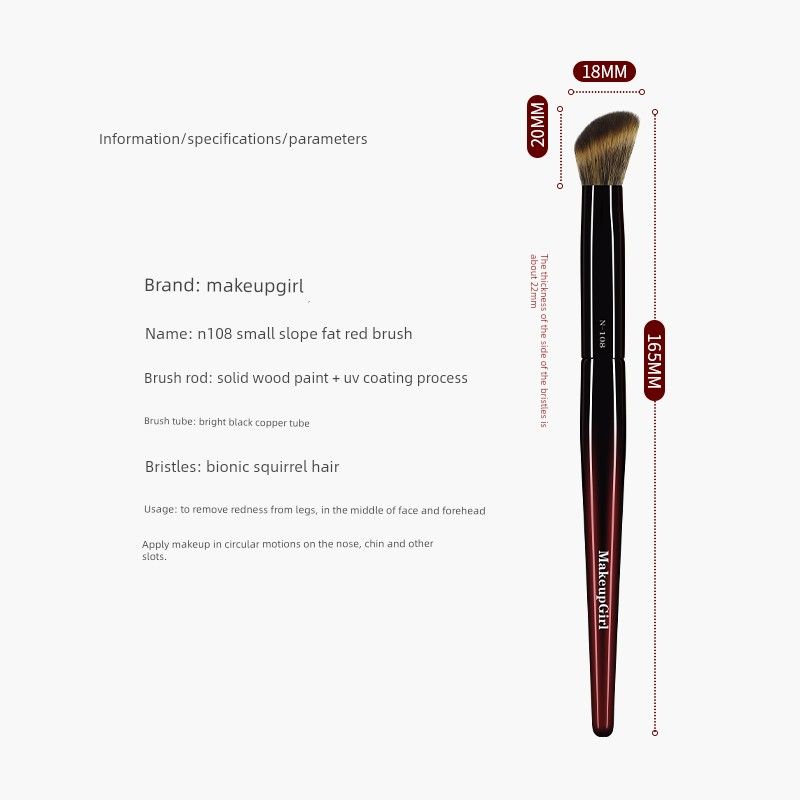 

Charming Lady Zhu Glaze N108 Small Angled Blush Brush with Bionic Squirrel Hair for Facial Contouring Liquid Blush Cream Makeup Brush Bionic squirrel hair N108 Small Slope Blush Brush