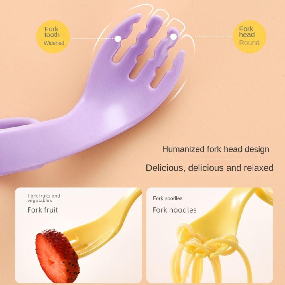 Fork Spoon Curved Fork Infant And Child Eat Training Auxiliary Spoon Baby Spoon Fork Elbow Spoon