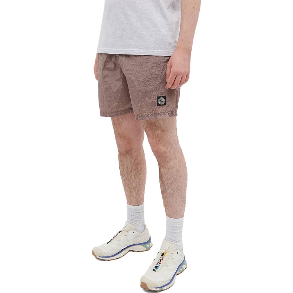 Stone Island Logo Elastic Waist Straight Leg Casual Shorts Men shorts Dirty-Pink 7715b0943-v0086