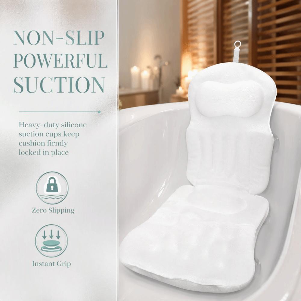 White Full Body Bath Pillow Polyester Bathtub Pillow Bathtub Cushion Head Neck Back Support
