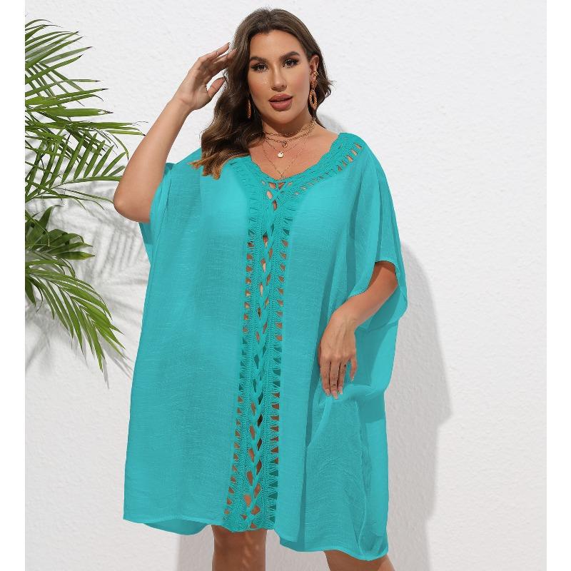 Women's Dress Large Size Women's Hand Hook Splicing Loose Beach Bikini Overcoat